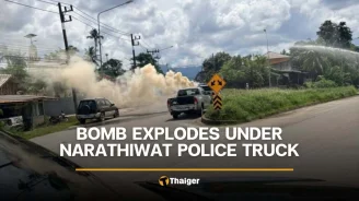 Bomb explodes under Narathiwat police truck, no injuries