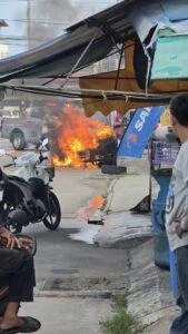 CCTV Captures SUV Engine Fire in Pattaya, Driver Says She’s Lucky It Didn’t Happen While Driving Grandchild to School