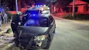 Intoxicated Woman Crashes Sedan into House Wall in Huai Yai, Drug Paraphernalia Found Inside Vehicle