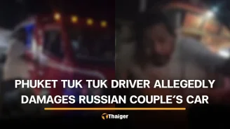 Phuket tuk tuk driver filmed hitting car of Russian couple