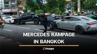 Bangkok driver rams into 8 cars after argument with wife