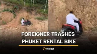 Foreign rider damages rental motorcycle in Phuket during off-road riding